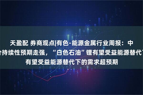 天盈配 券商观点|有色-能源金属行业周报：中东冲突下高油价持续性预期走强，“白色石油”锂有望受益能源替代下的需求超预期